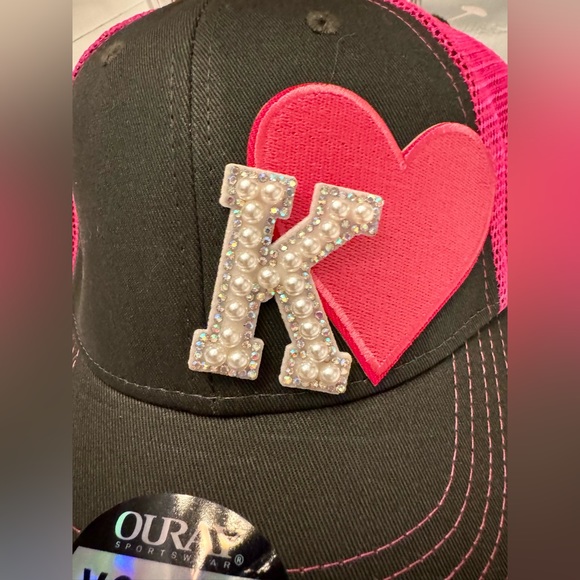 NWT! Girls INITIAL Pink Heart Patch Cap (Youth) - Picture 6 of 9